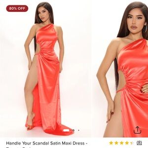 Fashion Nova Vibrant Orange Satin Dress
